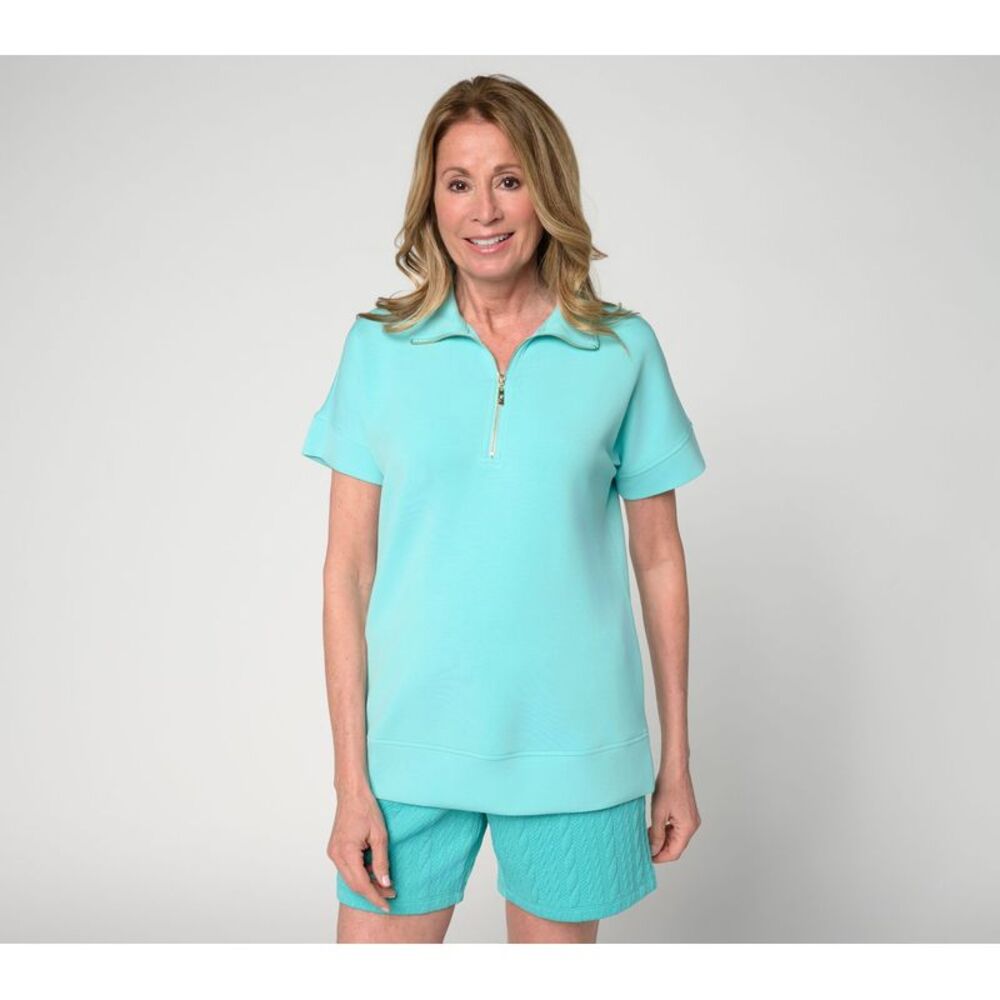 Gloria Vanderbilt Women's Top Sz L ScubaLuxe Half Zip Multi-colored